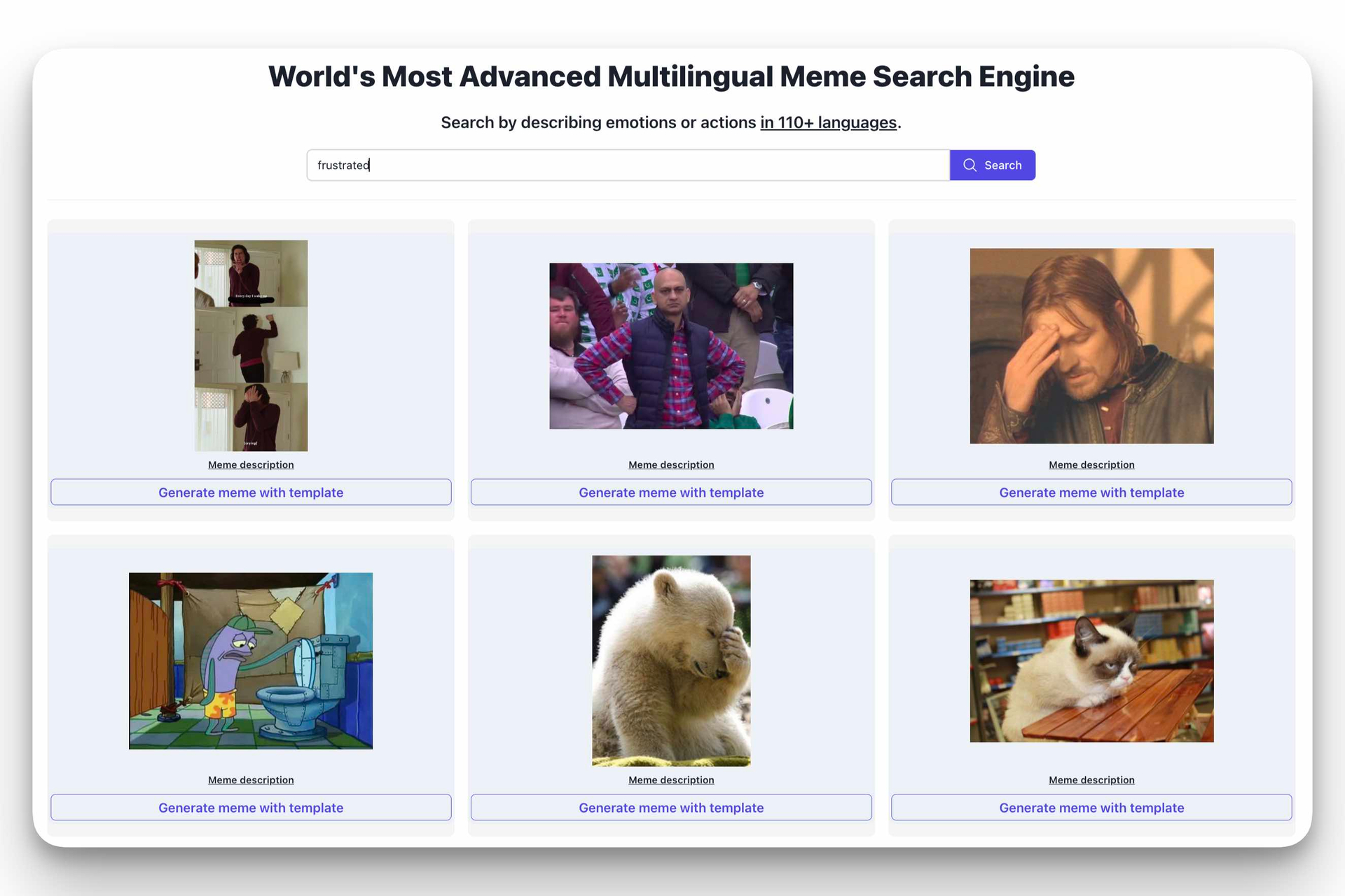 World's Most Advanced Multilingual Meme Search Engine
