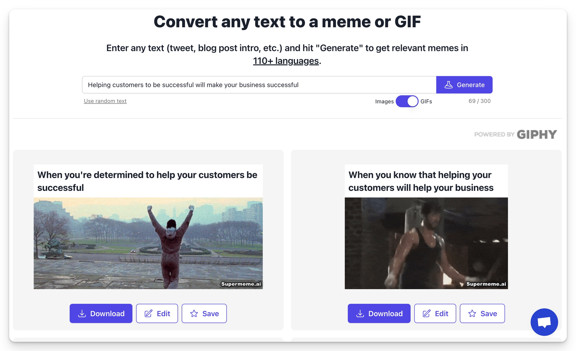 Convert any text to a meme or GIF
